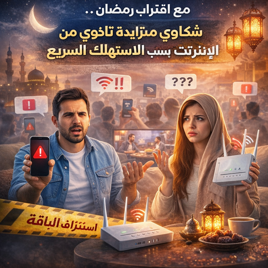 "مع اقتراب رمضان.. شكاوى مستخدمي الإنترنت تتزايد بسبب نفاد الباقات بسرعة"