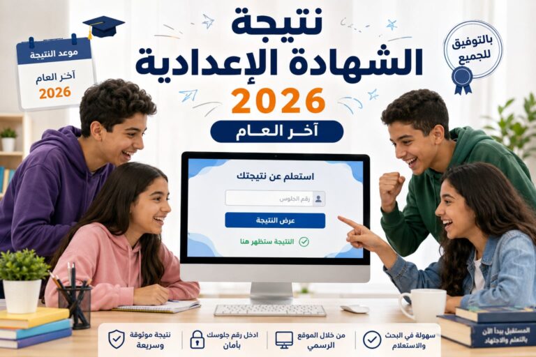 نتيجة الشهادة الإعدادية 2026 بالاسم ورقم الجلوس.. استعلم عن نتيجتك فور اعتمادها