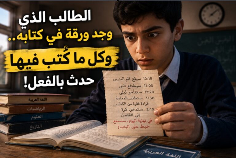 الطالب الذي وجد ورقة في كتابه 📖.. وكل ما كُتب فيها حدث بالفعل!